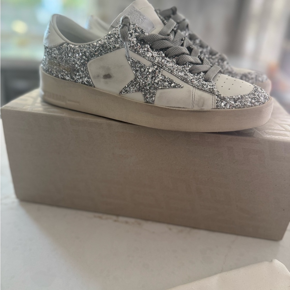 Golden Goose Stardom Silver Glitter Sneakers